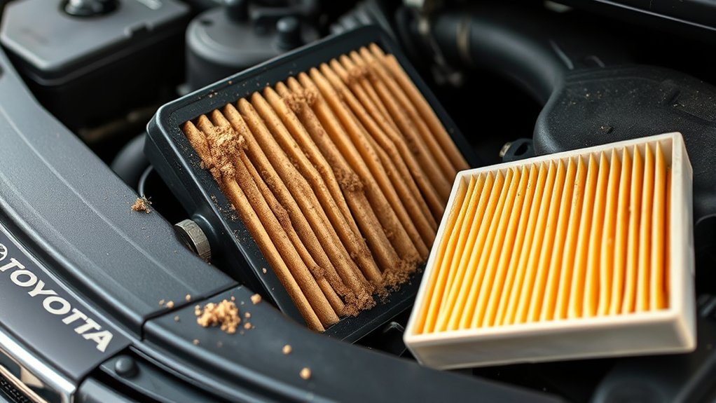 Dust buildup that can shorten a Toyota Camry engine air filter service life