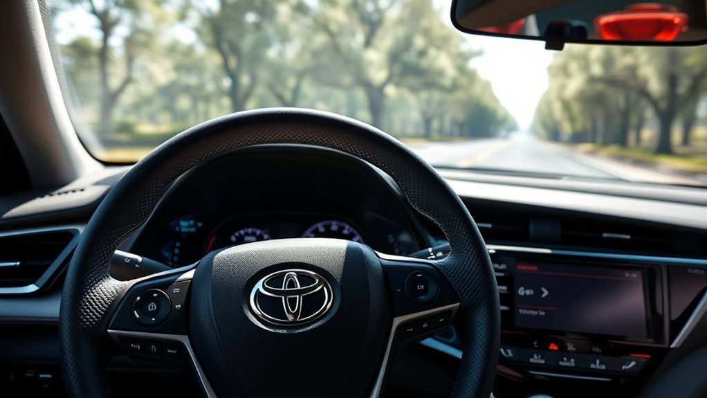Toyota Camry steering-wheel controls and display for Dynamic Radar Cruise Control