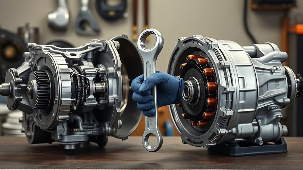 Illustration of an e-CVT hybrid transaxle combining electric motors, engine power, and mechanical gearing