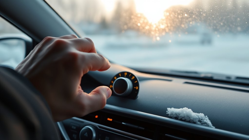 Warm windshield defrost setting loosening exterior ice on a Toyota Camry