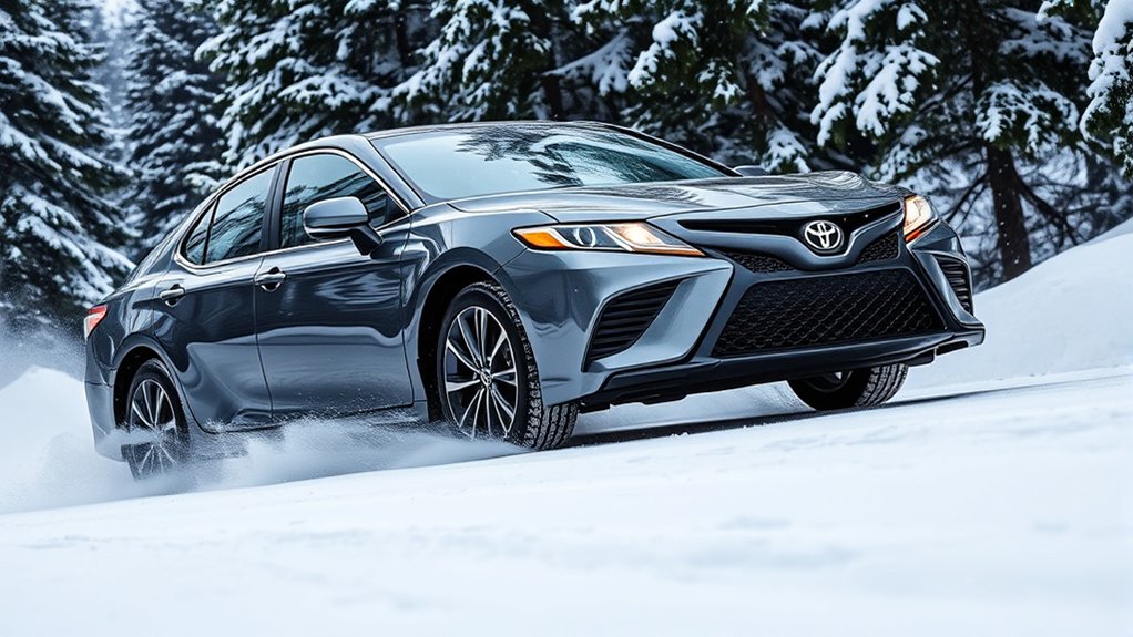 Toyota Camry AWD system supporting traction on a slippery road