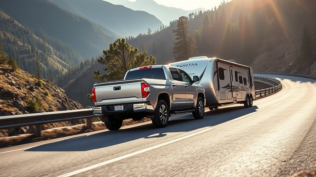 Toyota Tundra using engine braking while towing downhill