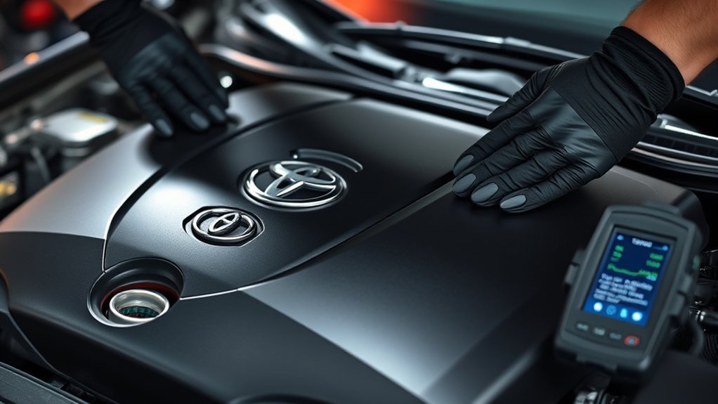 Reinstalling the Toyota Camry engine cover after ignition coil replacement