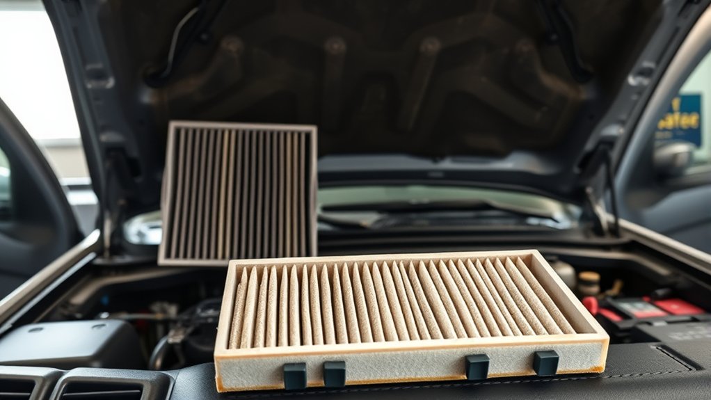 Comparison of a Toyota Tacoma engine air filter and cabin air filter