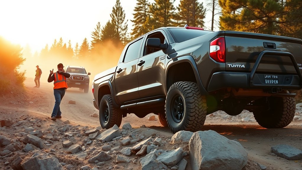 Toyota Tundra owners learning safe trail driving during an organized group ride