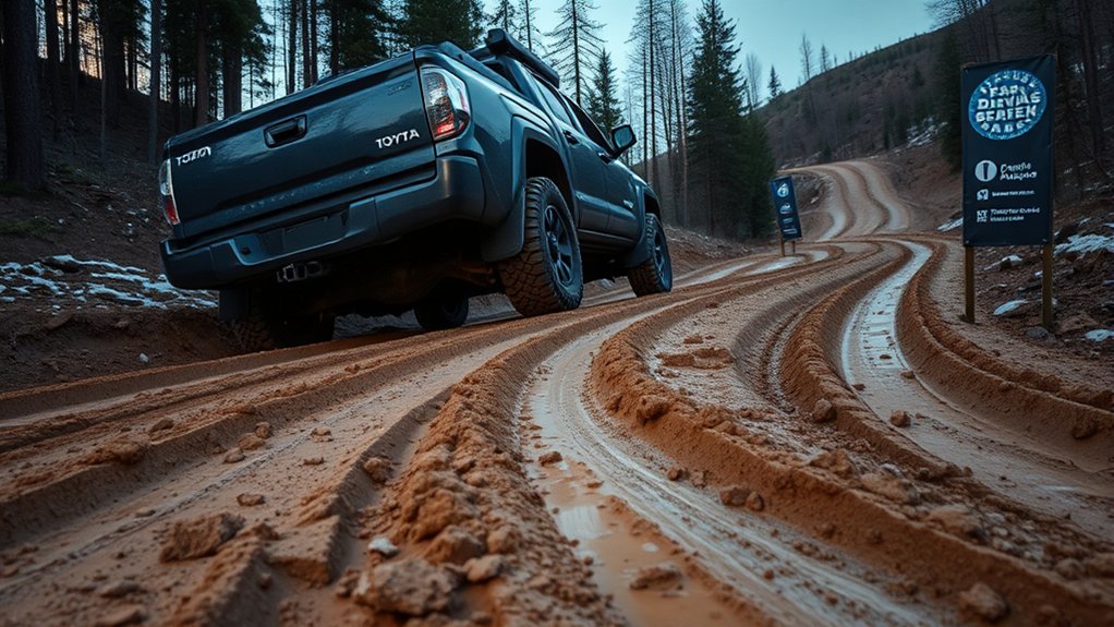 Toyota Tundra using four-wheel drive for traction on snow and loose terrain