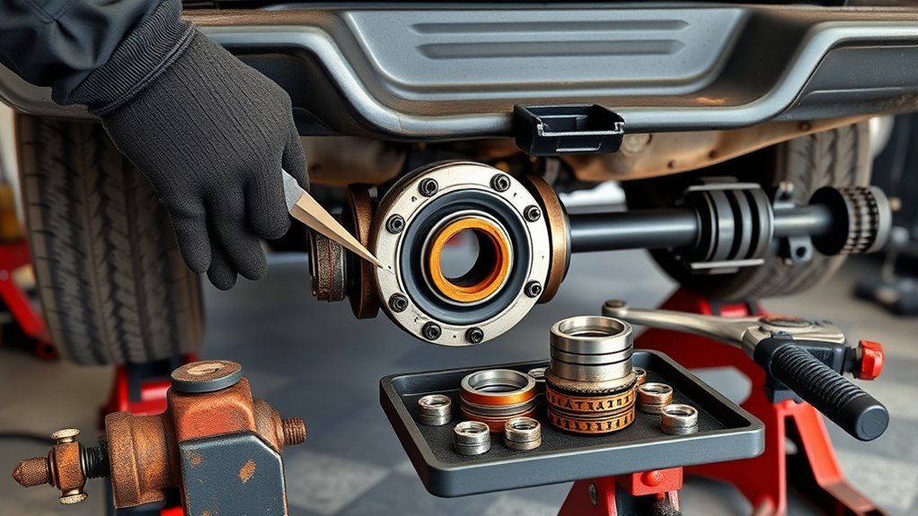 Toyota Tacoma driveline after worn U-joints are replaced