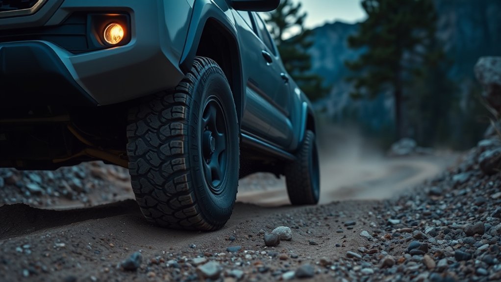 Toyota Tacoma using low-speed off-road control on a steep rocky trail