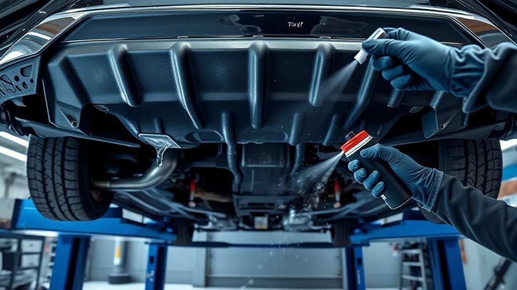 Toyota Camry undercarriage being protected from winter road salt and corrosion