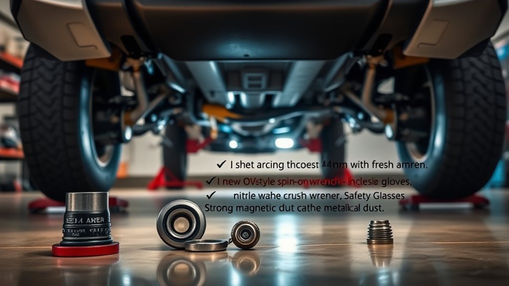 Tools and supplies for a Toyota Tacoma oil change