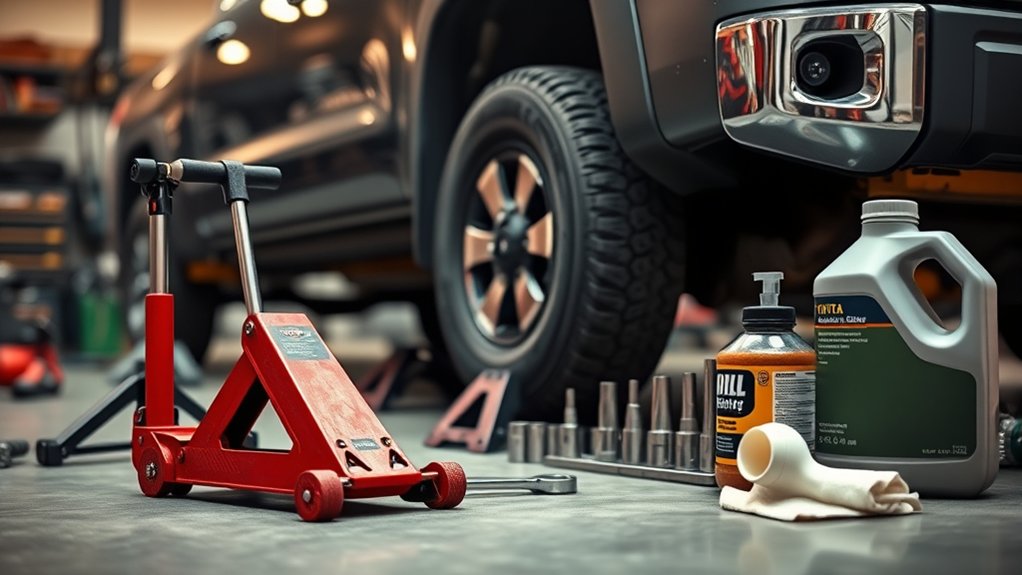 Oil-change tools and supplies for a 2018–2021 Toyota Tundra 5.7L V8