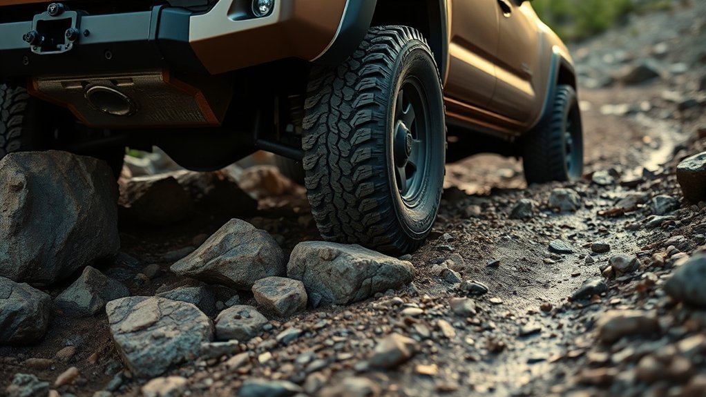 Toyota Tacoma using four-wheel drive low for controlled off-road traction
