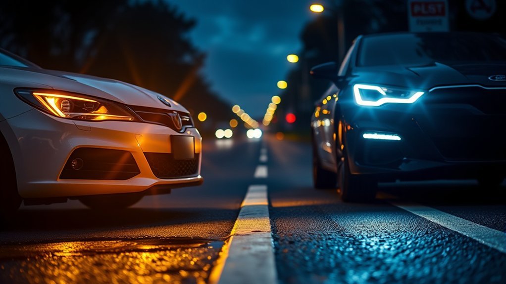 Comparison of halogen and LED headlight technology