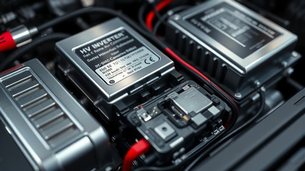 Diagram showing high-voltage inverter power flow in a Toyota Camry Hybrid