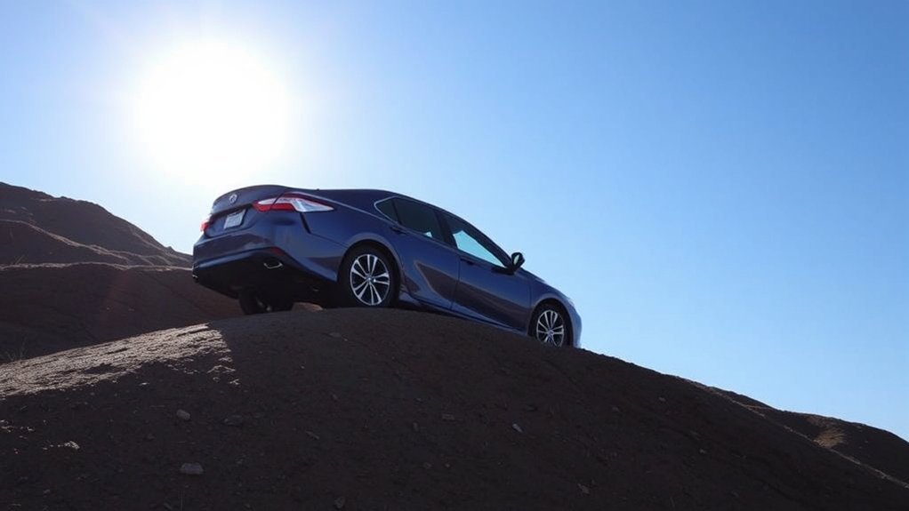 Driver making a controlled Toyota Camry hill start with Hill Start Assist