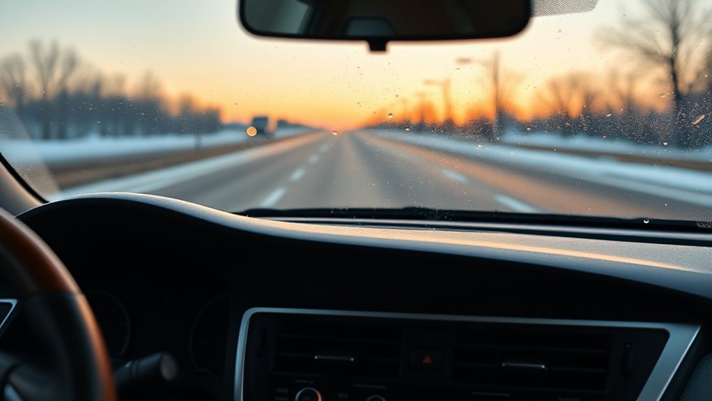 Diagram showing humidity causing condensation on a Toyota Camry windshield