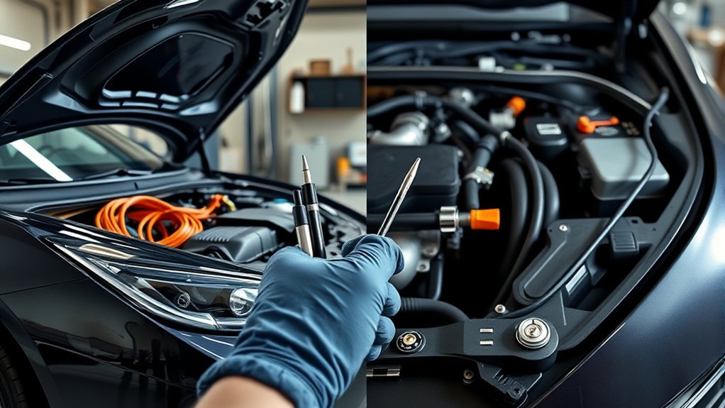 Hybrid car powertrain using an engine, electric motor, and regenerative braking
