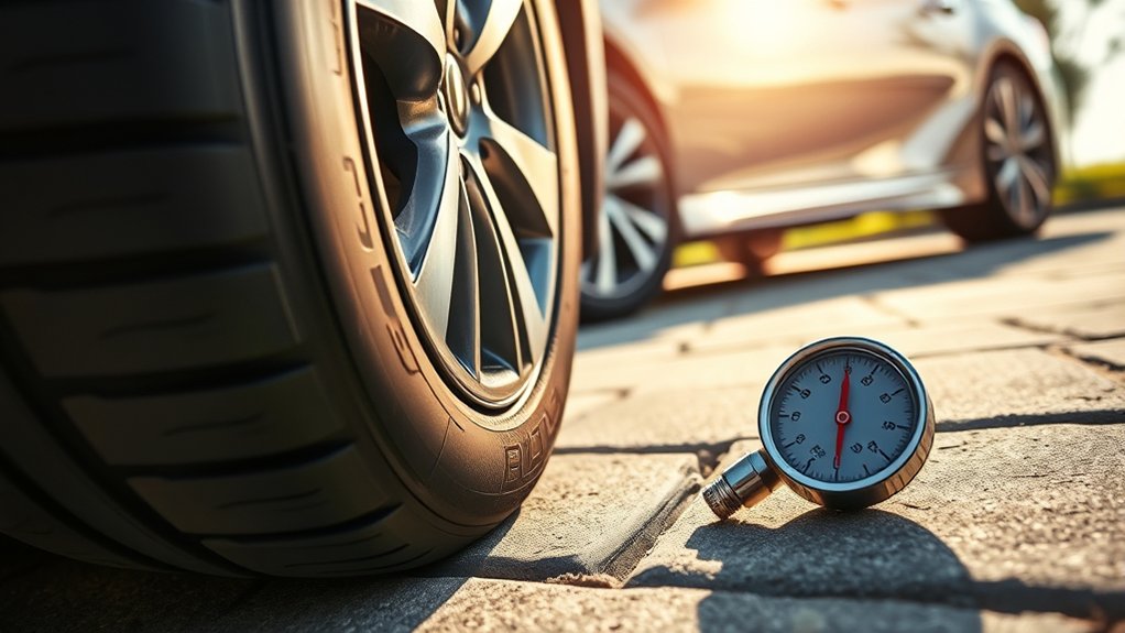 Tire-pressure gauge showing a 35 PSI example for a Toyota Camry