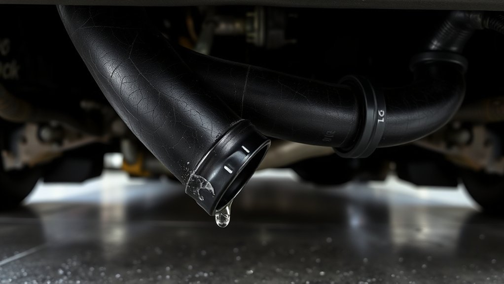 Checking beneath a Toyota Camry for coolant puddles and leak residue