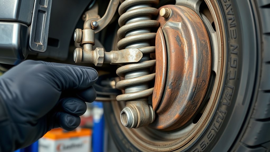 Inspecting Toyota Camry steering and suspension parts for wear that may cause pulling