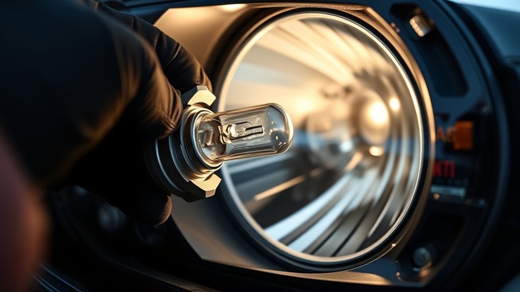 Installing and aligning a replacement Toyota Tacoma headlight bulb