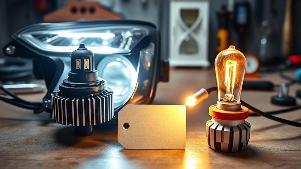 LED headlight service life compared with a halogen bulb