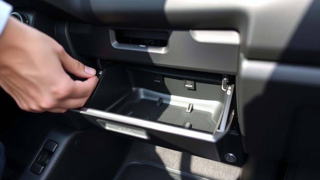 Lowering the Toyota Tacoma glove box to access the cabin filter housing