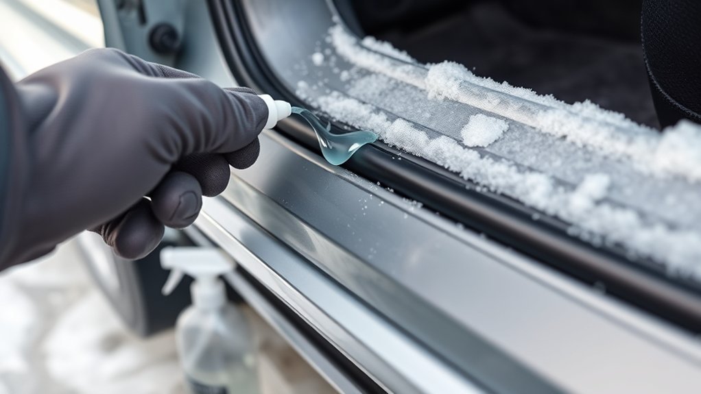 Wiping a thin layer of silicone lubricant along a Camry rubber door weatherstrip