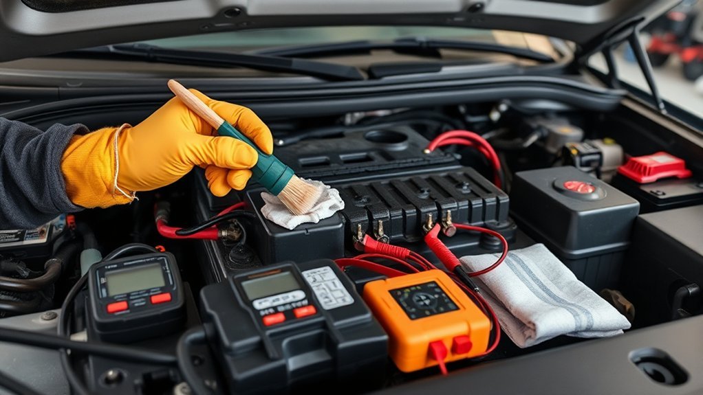 Cleaning and inspecting Toyota Tundra battery terminals safely