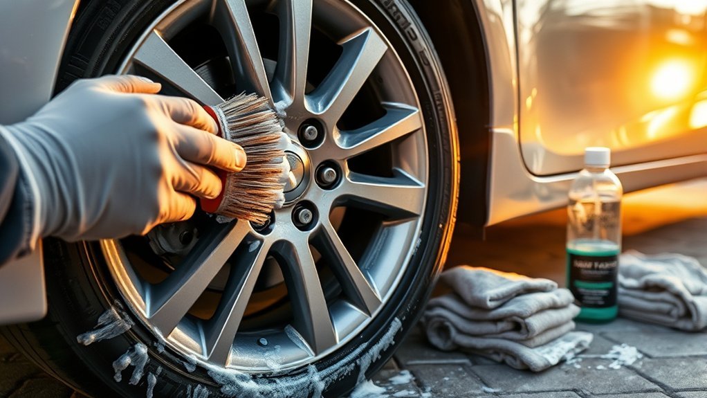 Maintaining clean Toyota Camry wheels with microfiber detailing tools