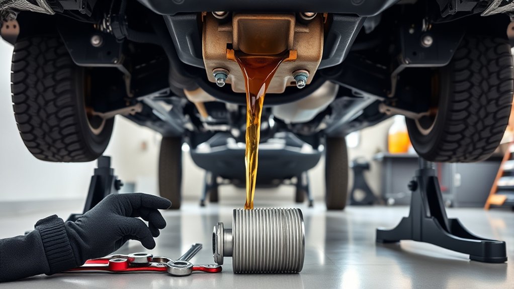 Checking the Toyota Tundra oil level after completing an oil change