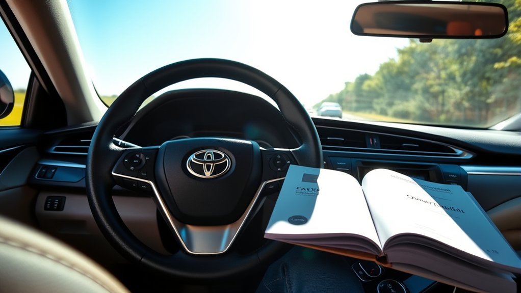 Toyota Camry owner recording completed maintenance and vehicle mileage