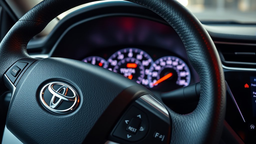 Toyota Camry maintenance required reminder illuminated on the instrument panel