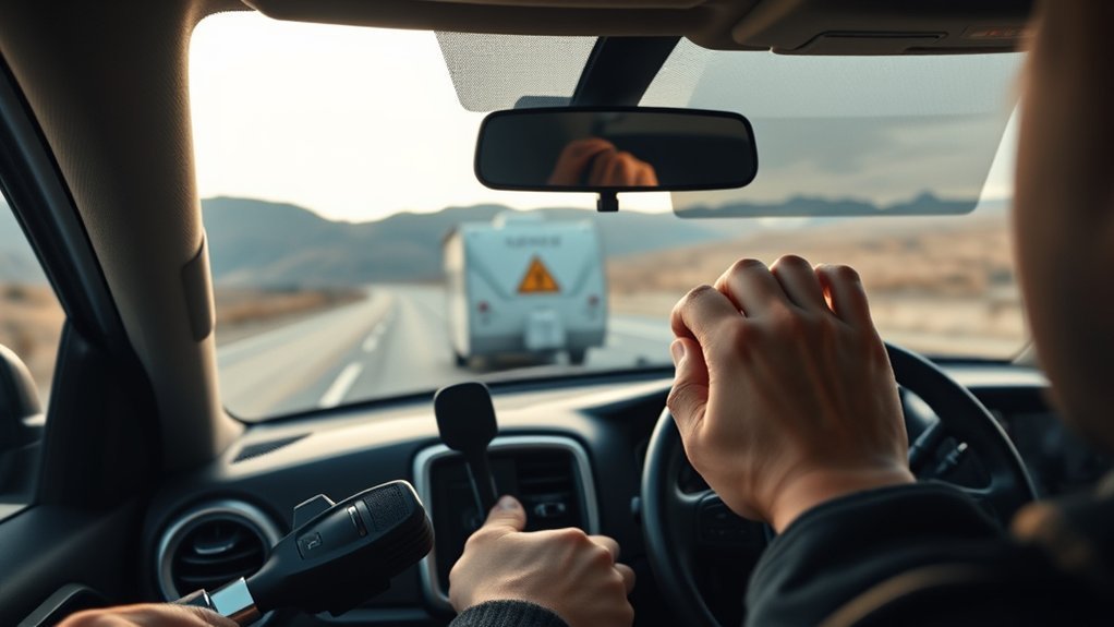 Driver using the manual override on an electric trailer brake controller