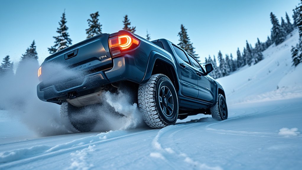 Winter tires and correct pressure improving Toyota Tacoma traction in snow