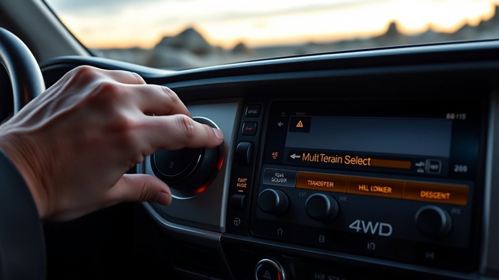Toyota Tacoma using Multi-Terrain Select with four-wheel drive for trail traction