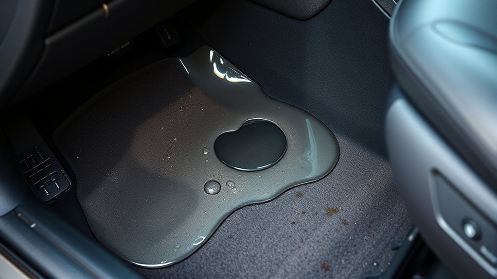 Mold and mildew damage inside a damp Toyota Camry interior