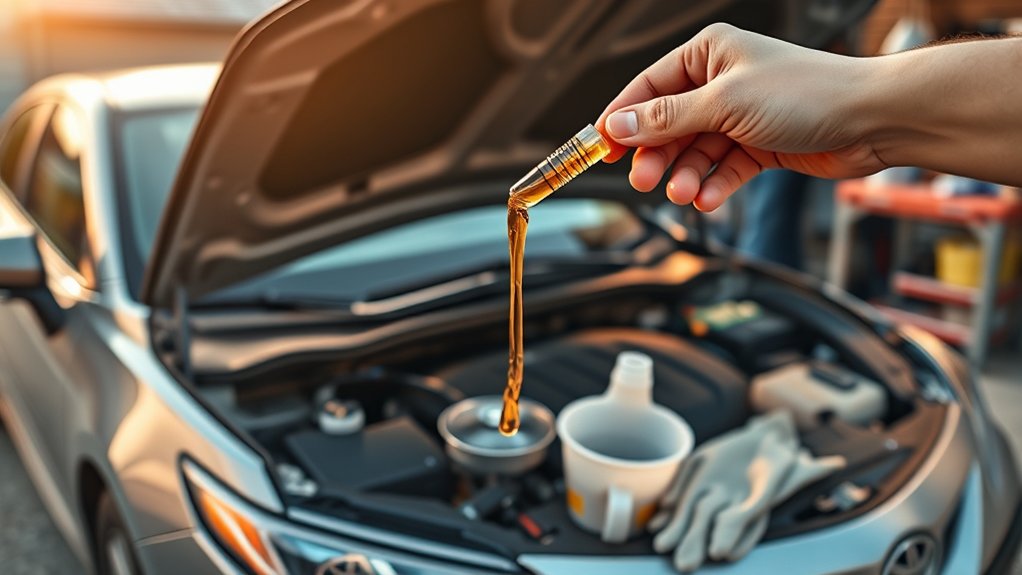 Checking Toyota Camry engine oil consumption with the dipstick
