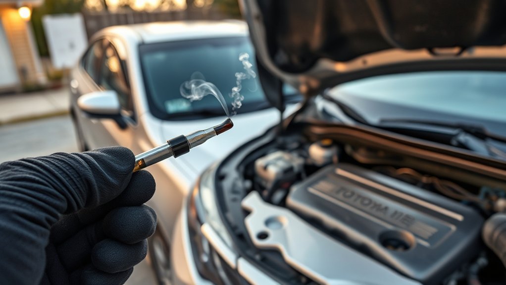 Checking a Toyota Camry dipstick to monitor engine oil consumption