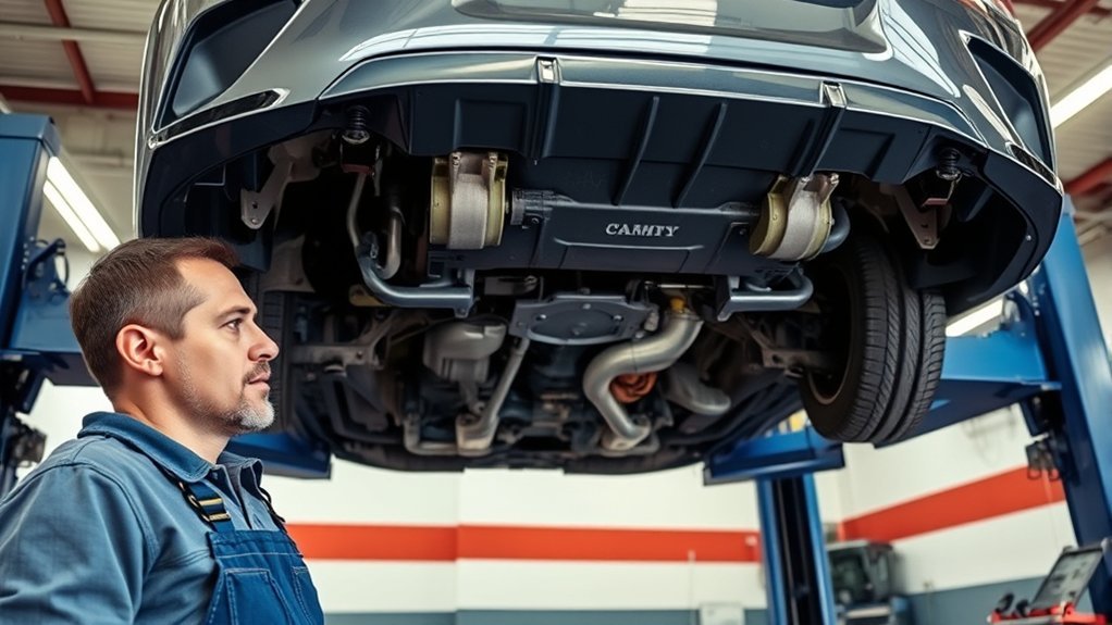 Toyota Camry motor mount replacement with the powertrain safely supported