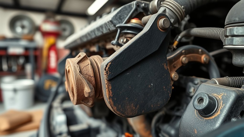 Worn Toyota Camry motor mount allowing excessive powertrain movement