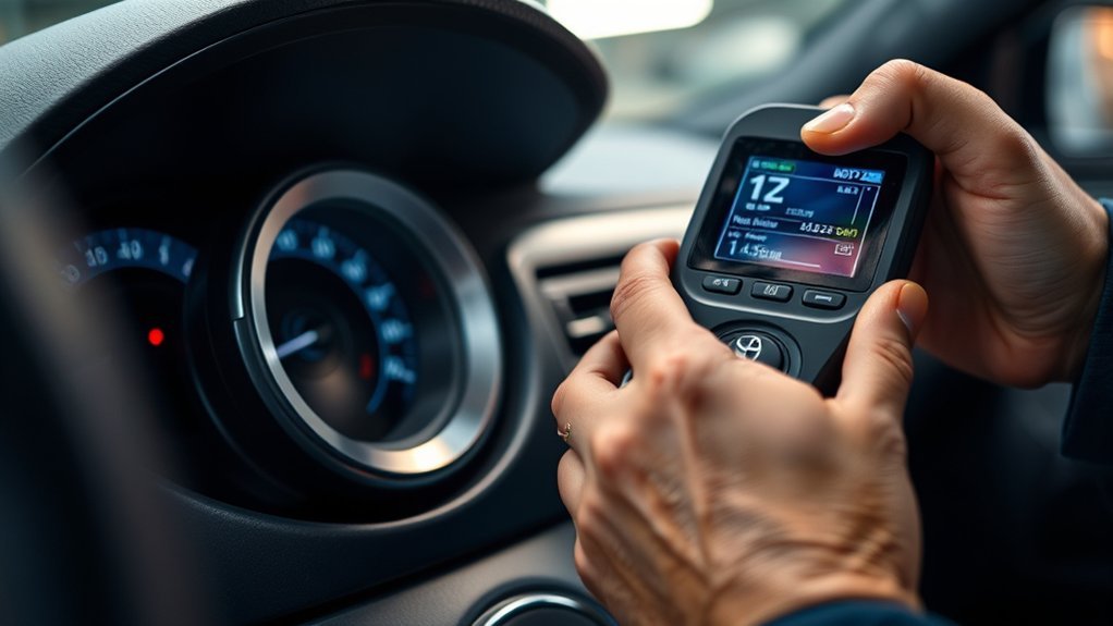 Inspecting a Toyota Camry OBD2 port and diagnostic scan results