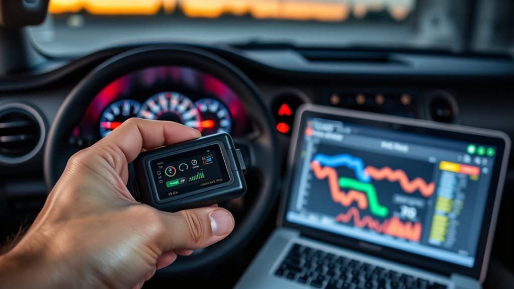OBD-II scanner connected beneath a Toyota Tundra dashboard