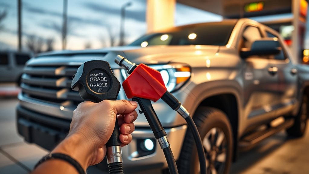 Regular, midgrade, and premium octane choices for a Toyota Tundra