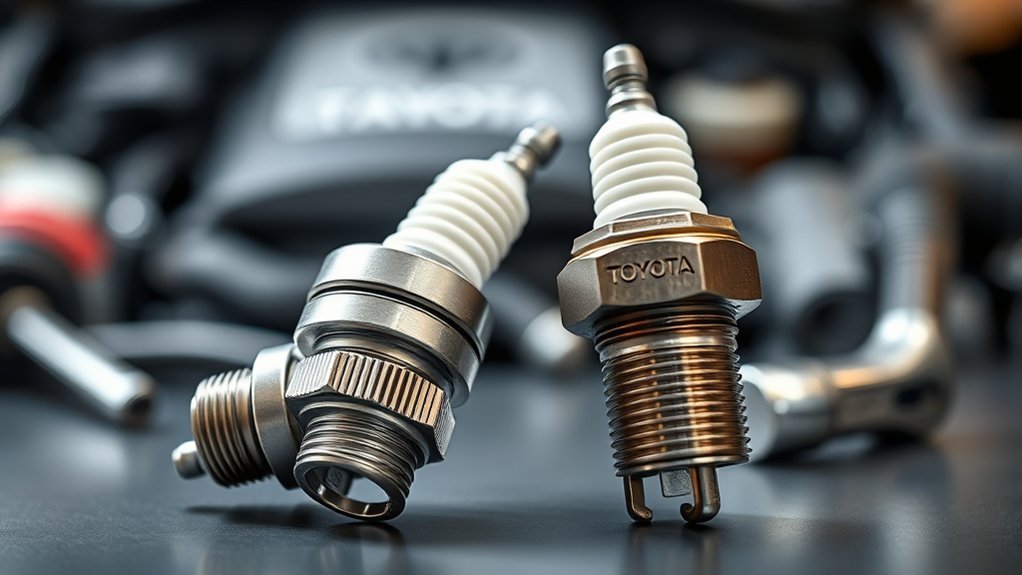 OEM and aftermarket spark plugs for a Toyota Tacoma