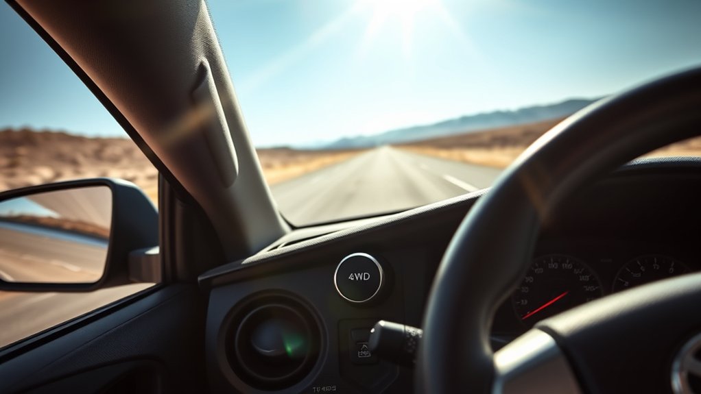 Toyota Tacoma driving in 2H mode on dry pavement