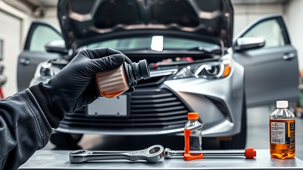 Inspecting a Toyota Camry steering system during routine maintenance