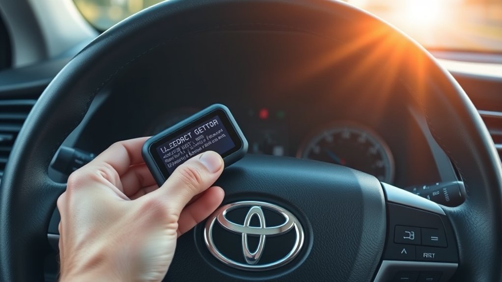 Toyota Camry ignition switched on for OBD2 diagnostic scanning