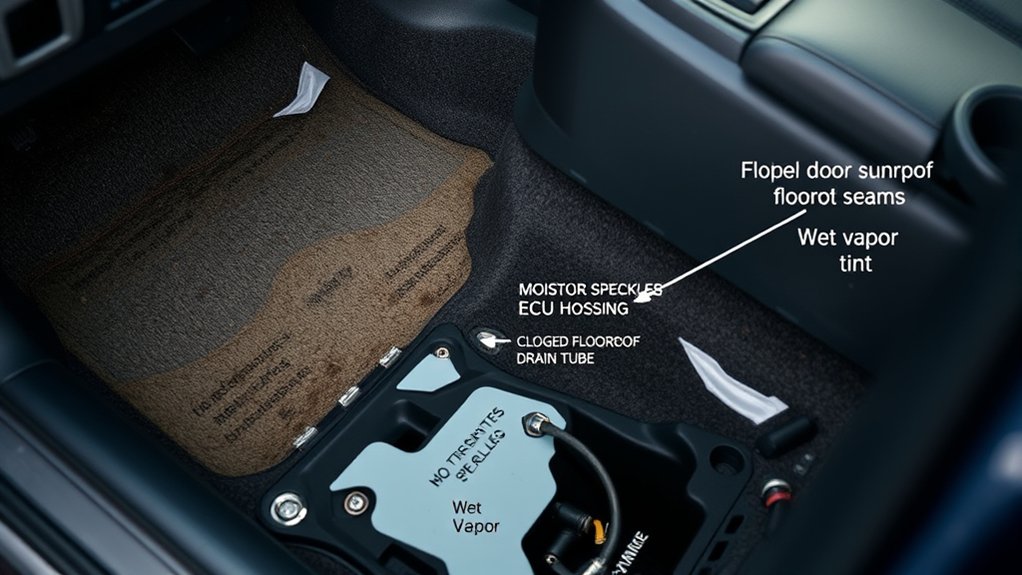 Toyota Camry interior being inspected for hidden water intrusion
