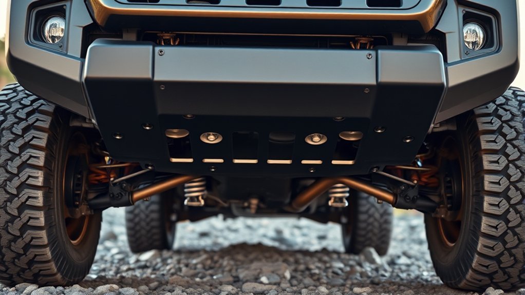 Toyota Tacoma underbody components protected by skid plates